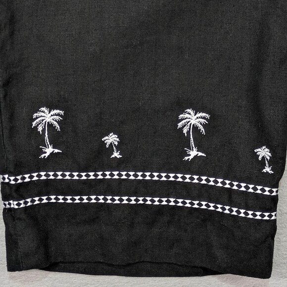 Jillian Jones Crop Pants Womens 12 Black 100% Linen Resort Coastal Tropical Chic - Picture 3 of 11